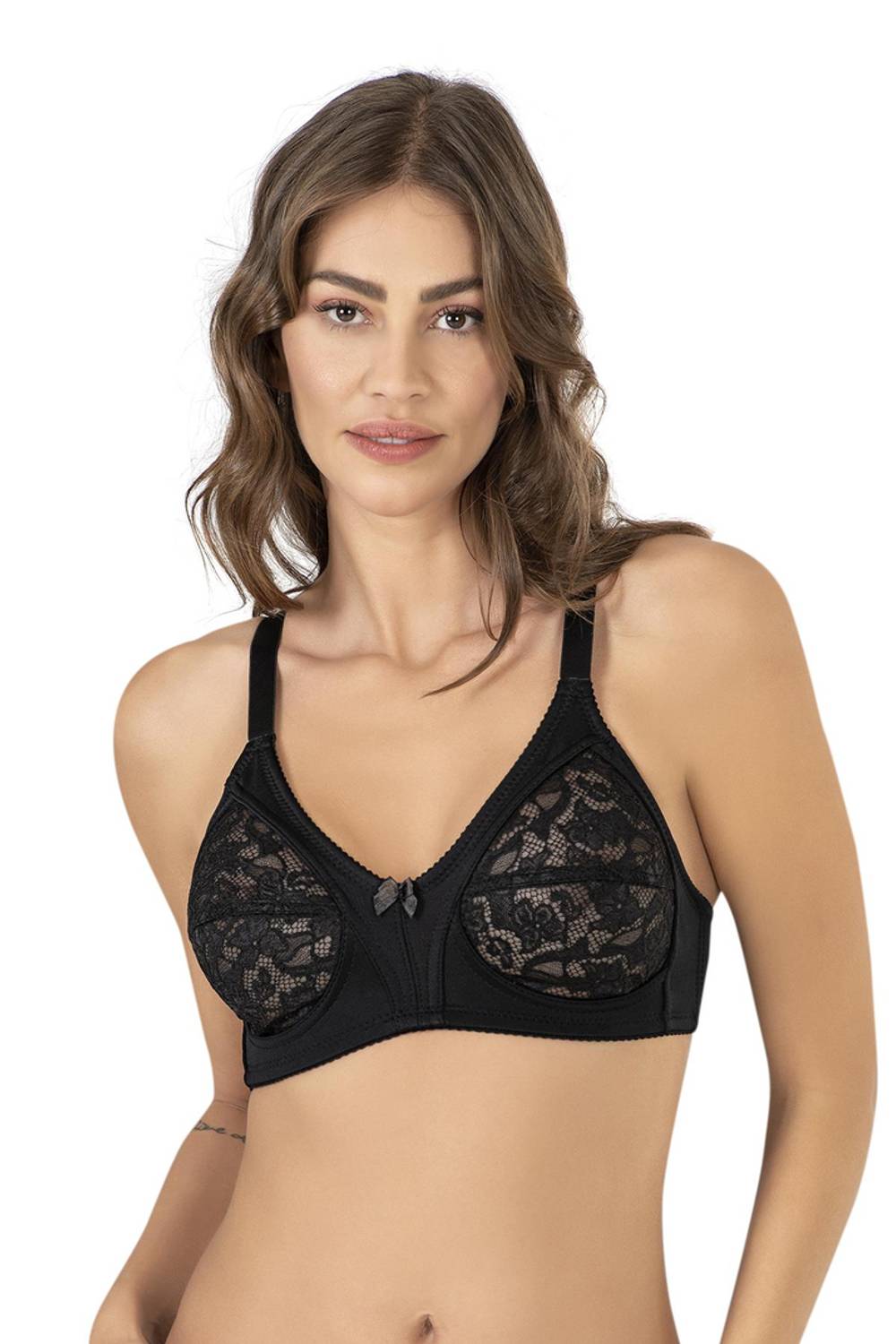 Чорний бюстгальтер з дантеллю формуючий Nbb 352, розміри: 85, 90, 95, 100, 105, 110