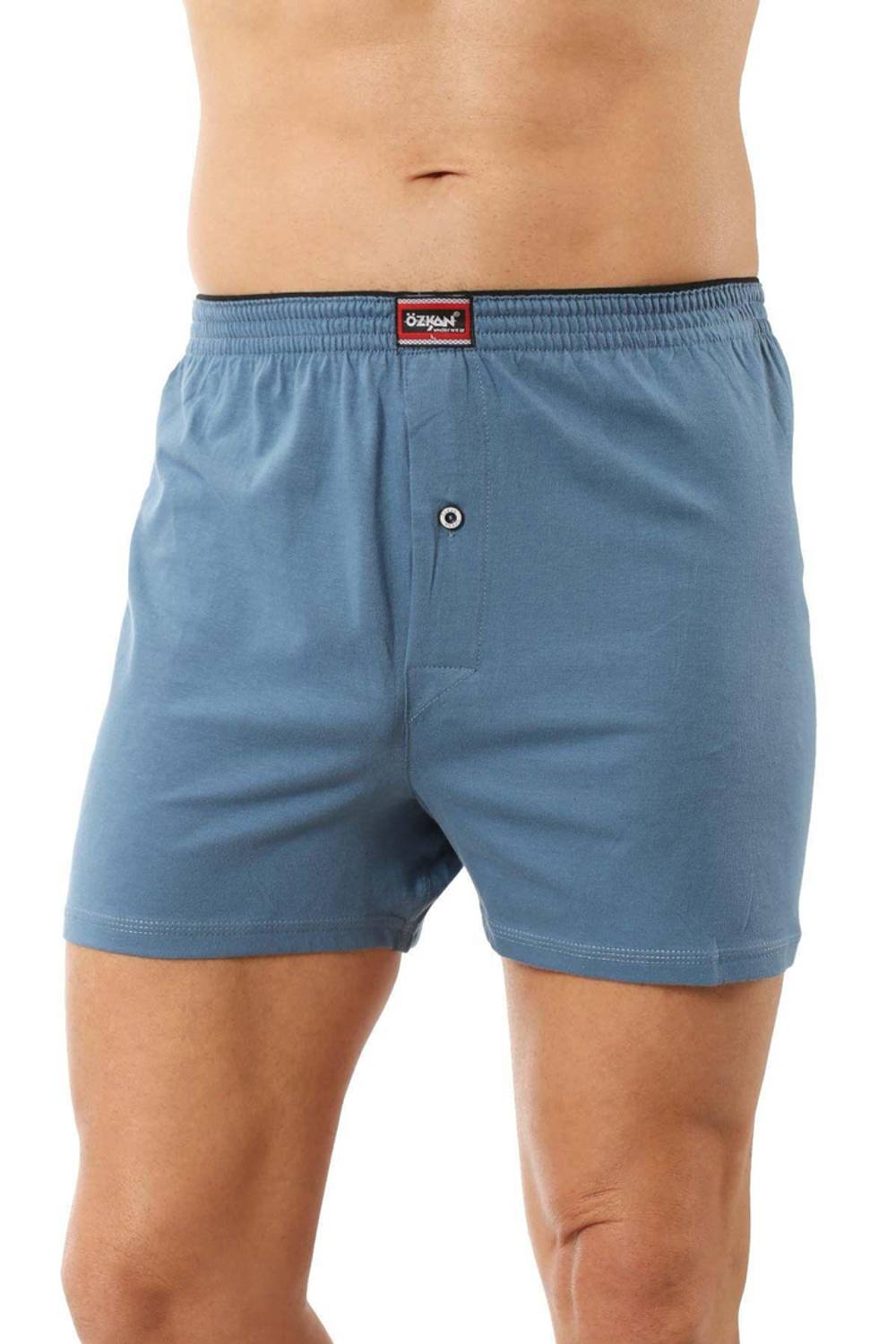 بوكسر قطن دافئ مزود بأزرار للرجال | لون أزرق | متوفر بمقاسات متنوّعة S، M، L، XL، XXL