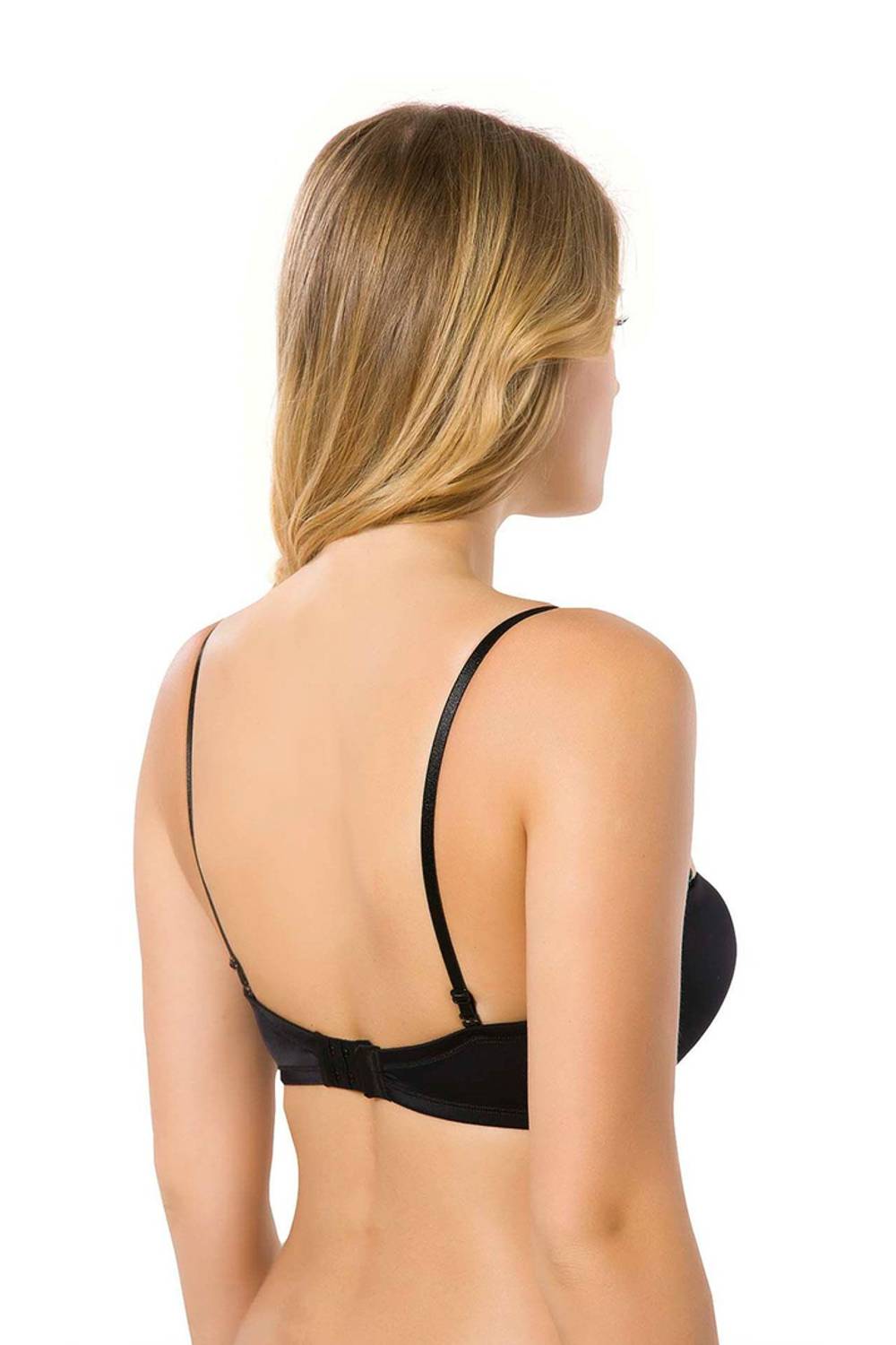 Бюстгальтер без бретелей з мікроначосом, з силіконовою підтримкою, чорний, розміри 75-90