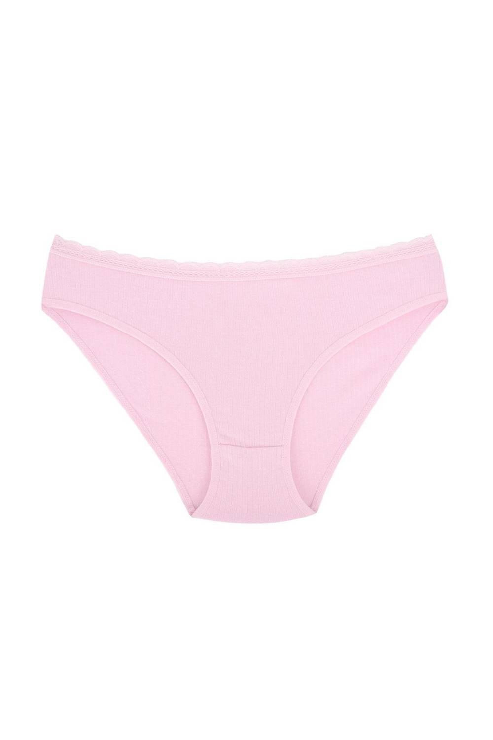 Эластичные бежевая трусики с рифленым хлопком и кружевом | Подходят для S/M, L/XL