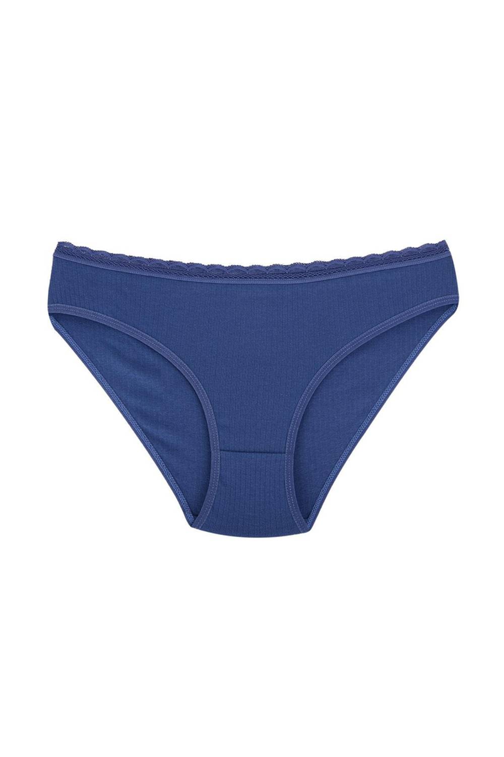 Эластичное хлопковое бежевая кружевная большая трусики с канавками | Индиго, размеры S/M, L/XL