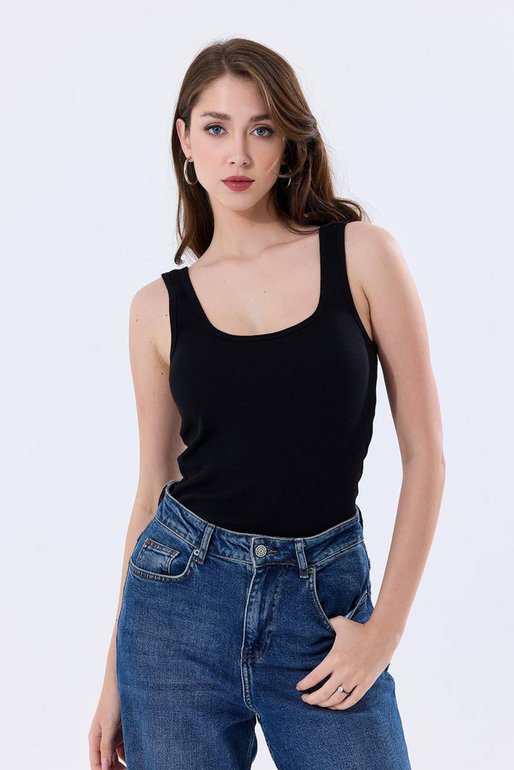 Основна надзвичайно м'яка рибана майка | Чорна 27119, Розміри: XL, L, M, XXL