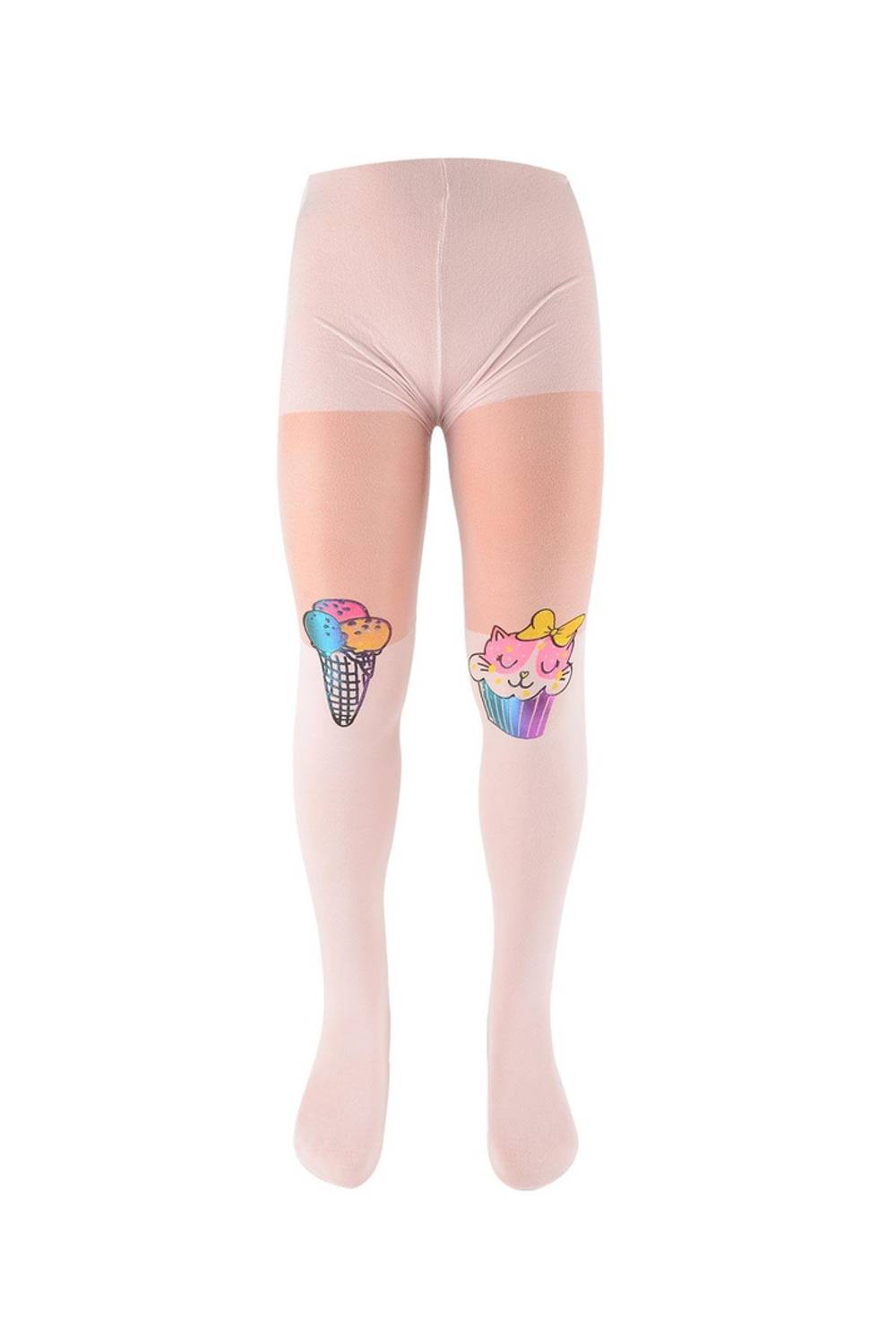 Носки для девочек с рисунком кексиков | Пудровый цвет, размер 6-8 и 2-3