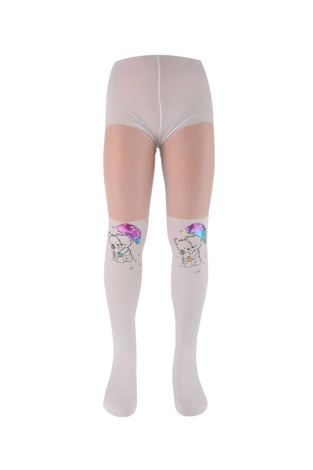 Колготки для дівчаток з малюнком парасольки | Білий BC8187-15, розмір 11-13, 4-5
