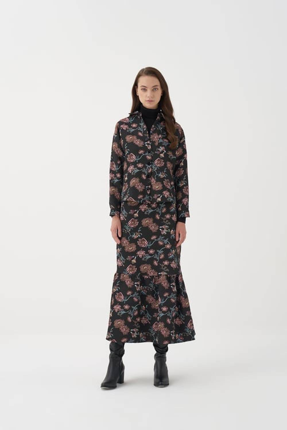 Спідниця ALİA з вінтажним візерунком, осінньо-зимова колекція, модель Niqozza, розмір 36-42, тканинний матеріал, стильний дизайн