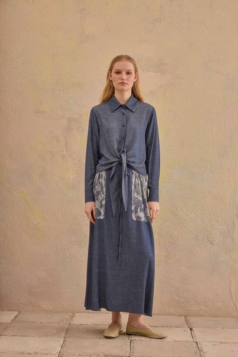 DİNA TENCEL ETEKLİ TAKIM LACİVERT