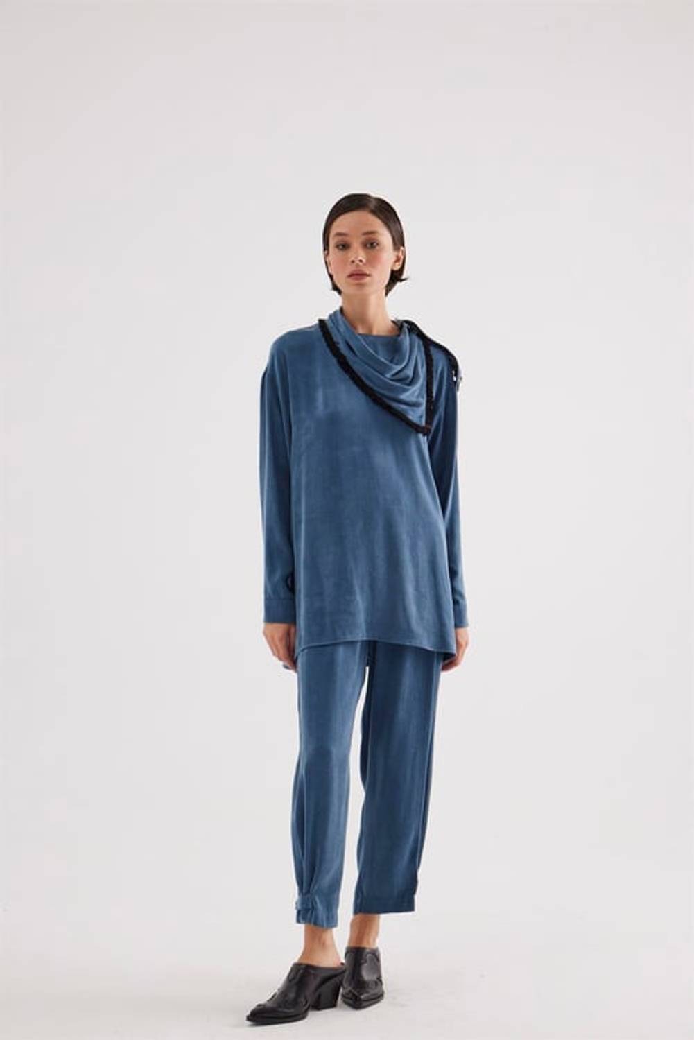 CARMEN PÜSKÜL DETAYLI TUNİK PETROL