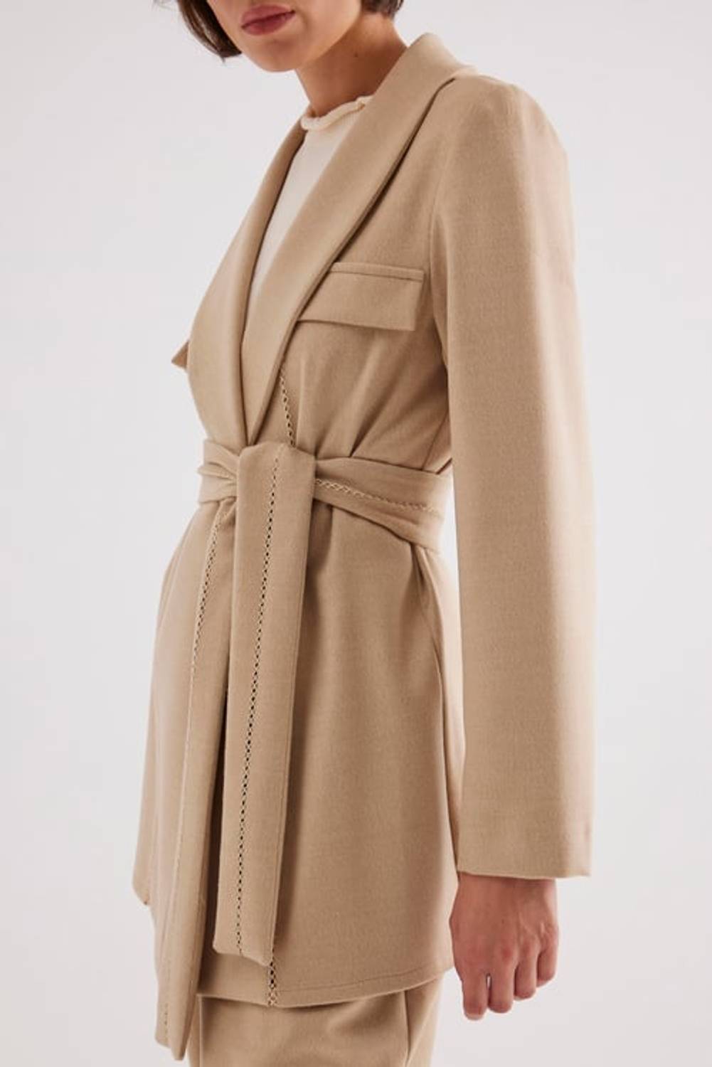 Пальто CHARLOTTE из кашемира бежевого цвета, для осенне-зимнего сезона, размеры 36-42, бренд Niqozza