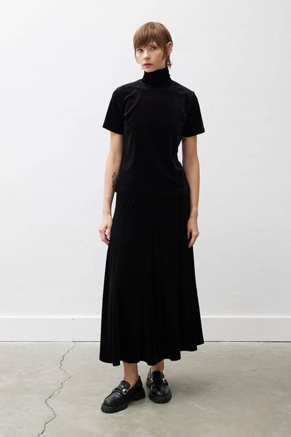 NOEMİ KADİFE BLUZ SİYAH