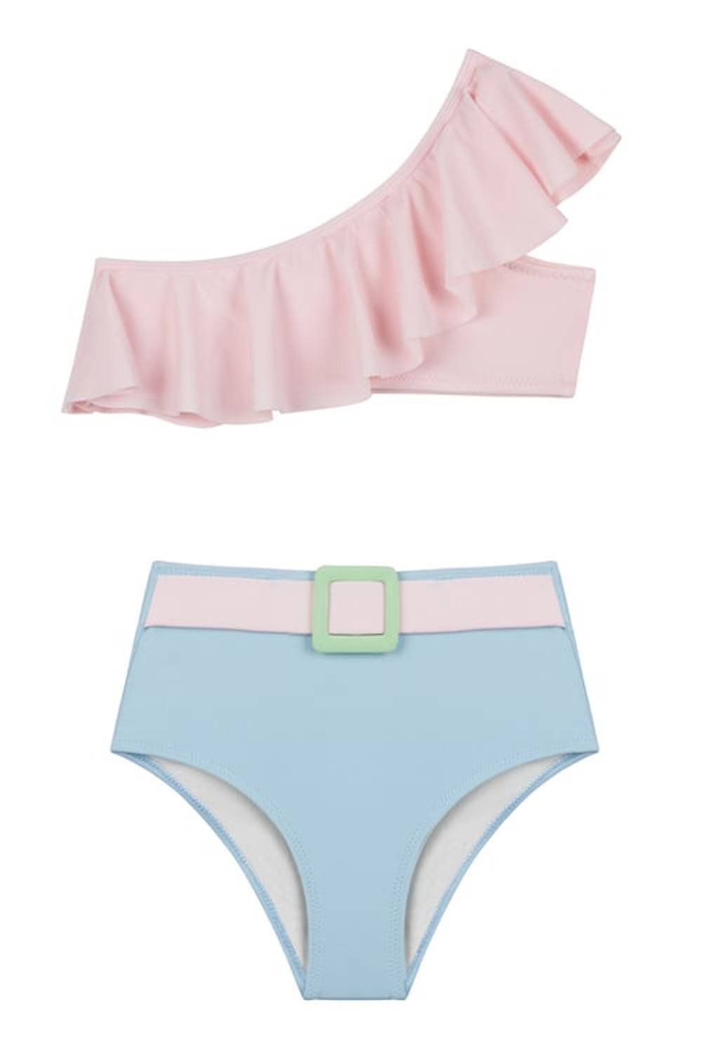 Kids Asimetrik Kontrast Bikini Takım