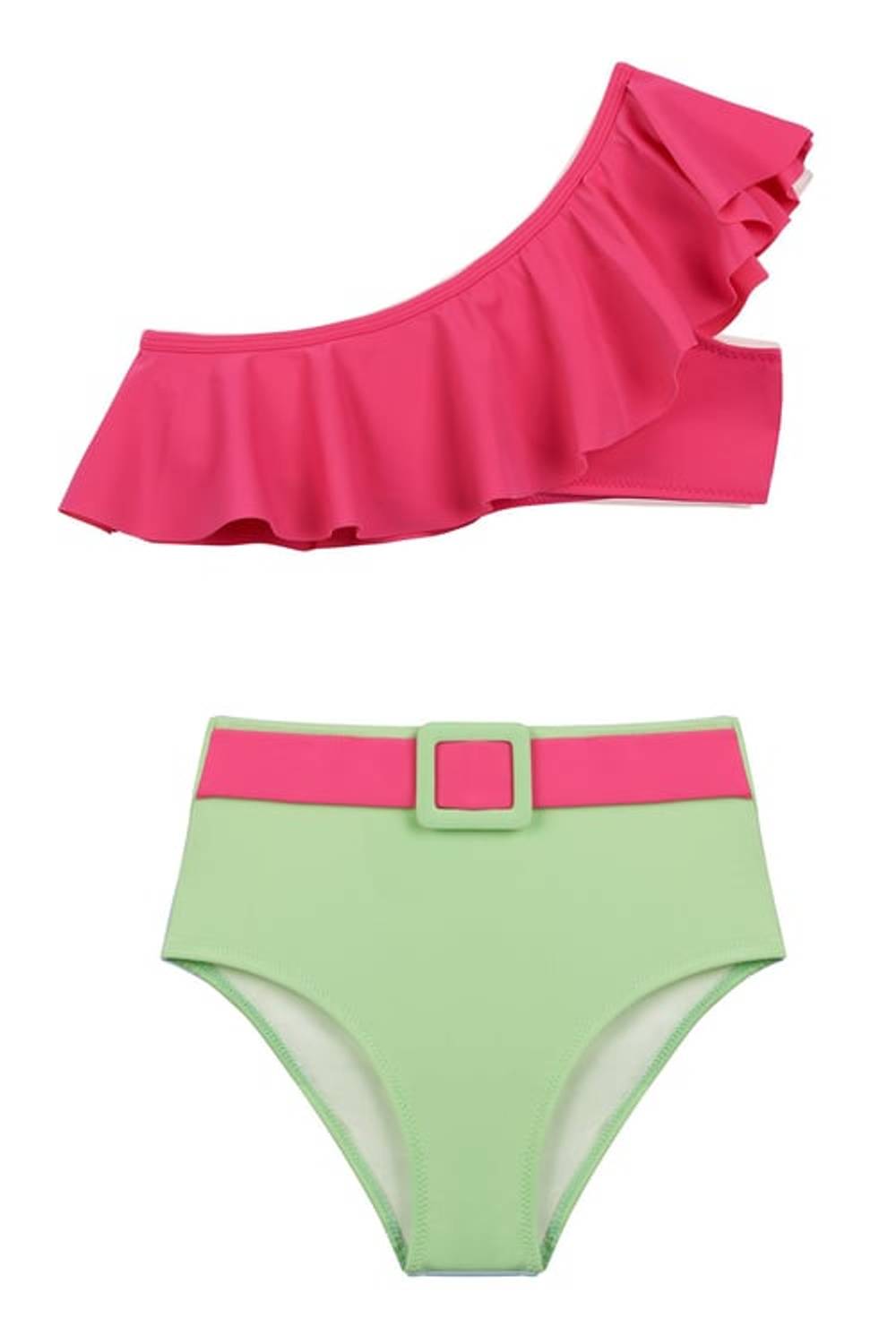 Kids Asimetrik Kontrast Bikini Takım