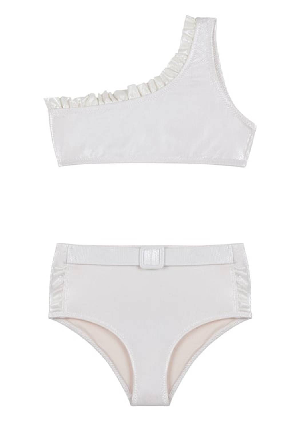 Kids Asimetrik Parlak Dokulu Bikini Takım