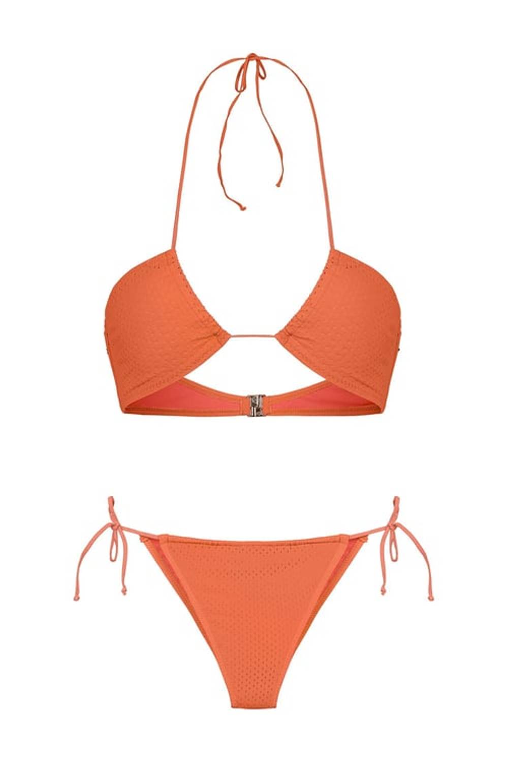 Halter Yaka Kayısı File Bikini Takım