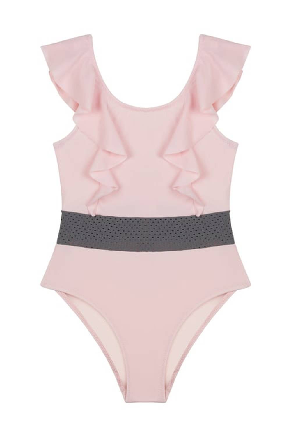 Дитячий бікіні Aquella в кольорі пудри з детальним дизайном