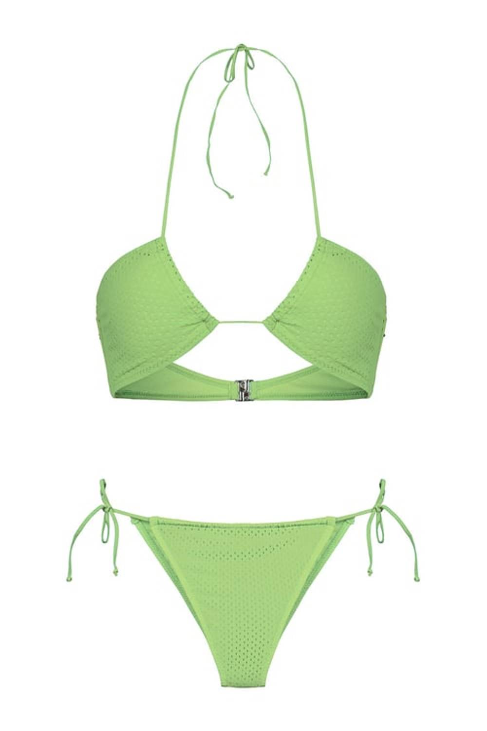 Halter Yaka Açık Yeşil Bikini Takım