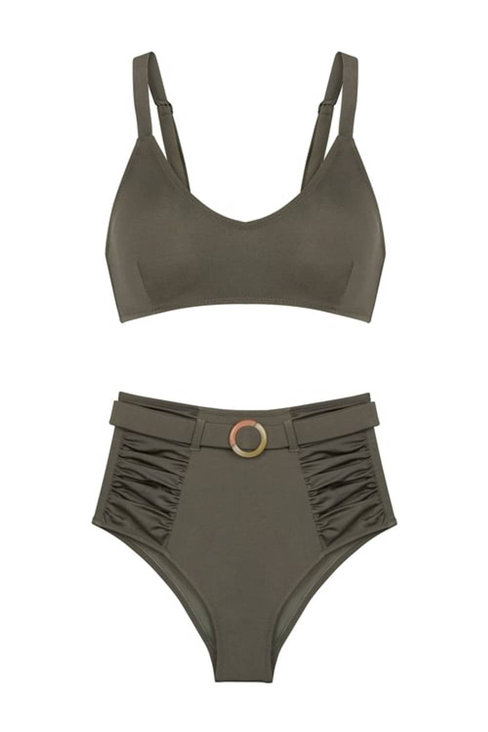 V Kesim Haki Bikini Takım