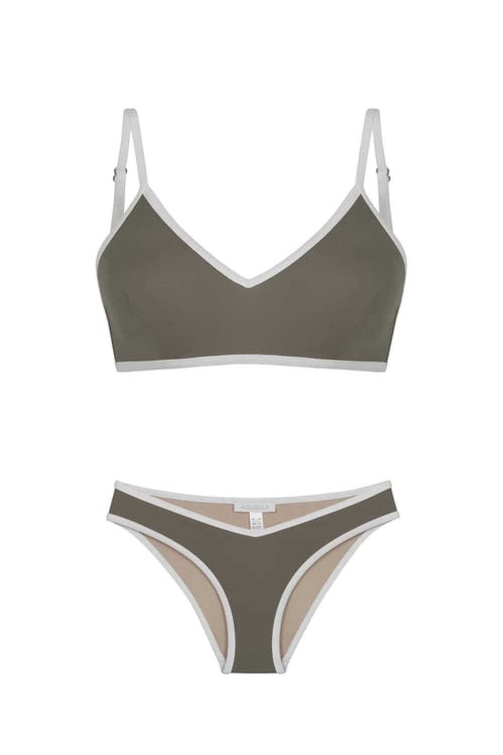 Biyeli V Kesim Haki Bikini Takım