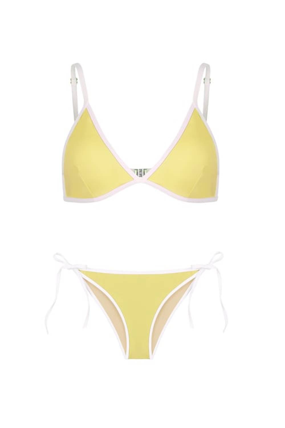 Üçgen Biyeli Sarı Bikini Takım