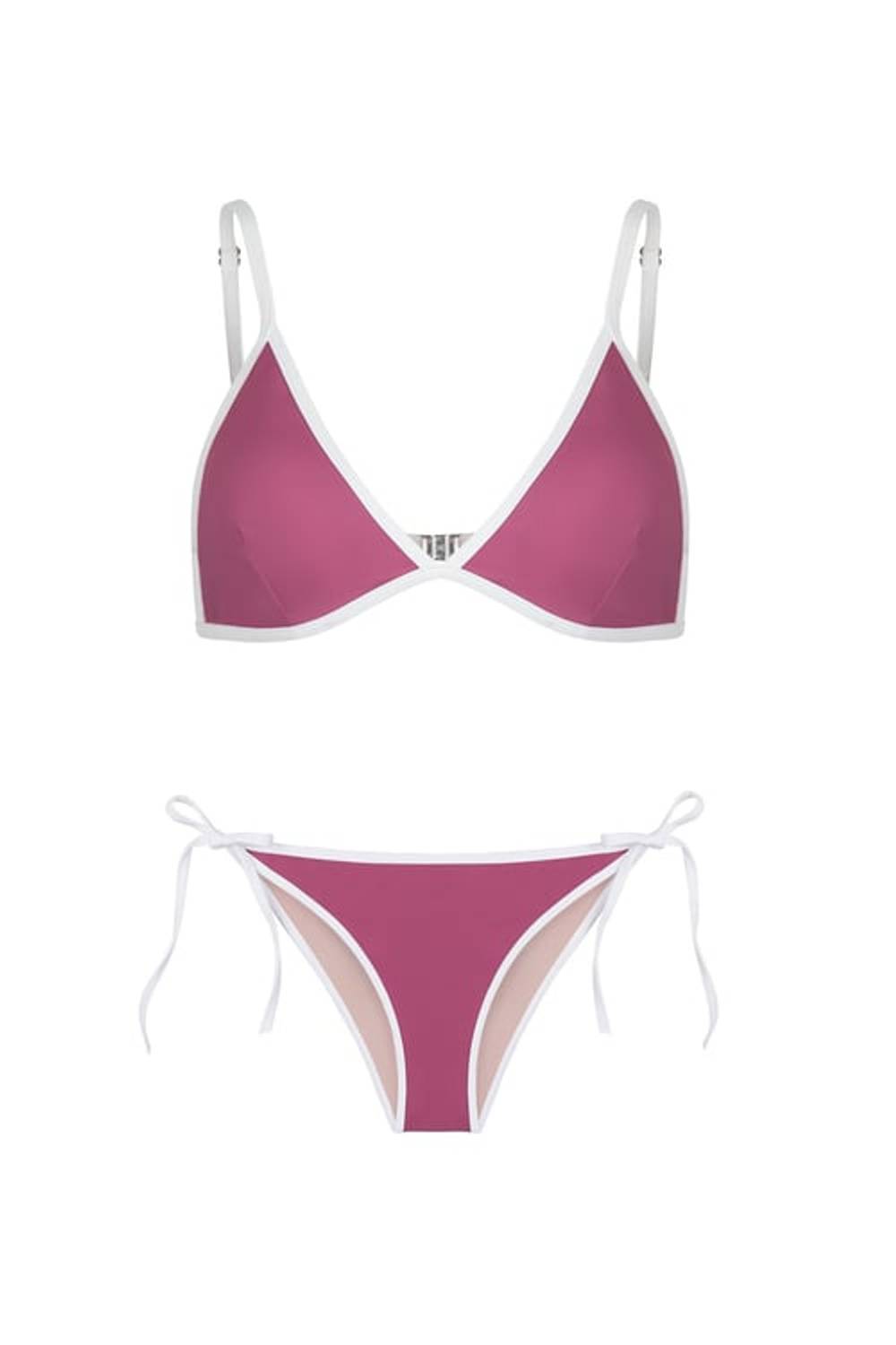 Üçgen Biyeli Gül Kurusu Bikini Takım