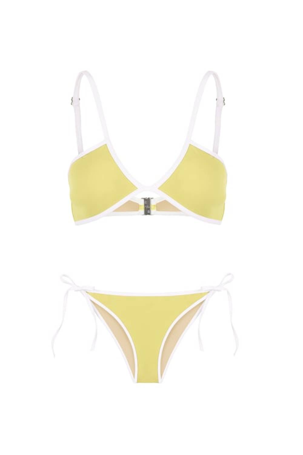 Straplez V Kesim Sarı Bikini Takım