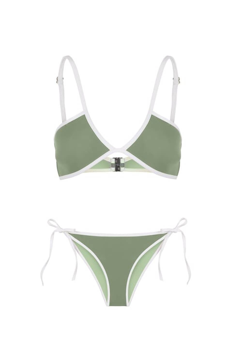 Straplez V Kesim Haki Bikini Takım