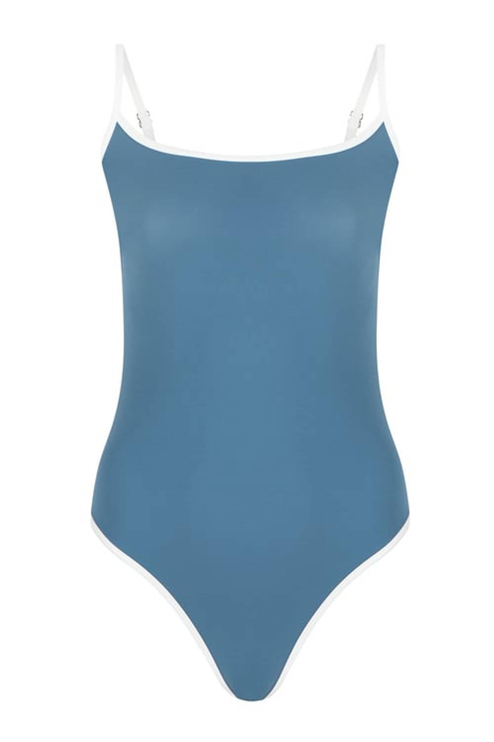 Biyeli Yuvarlak Yaka Petrol Mavi Mayo