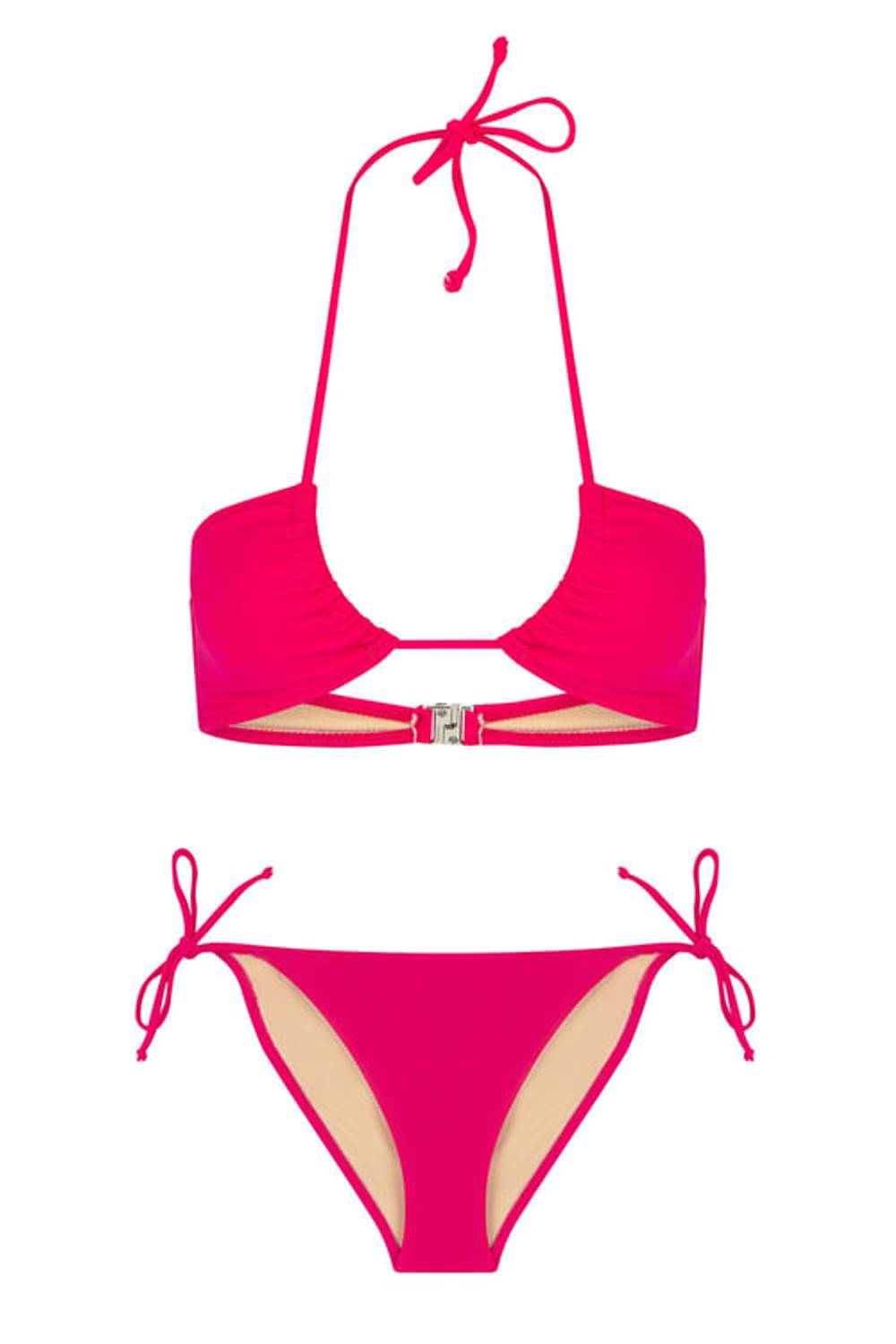 Halter Yaka Fuşya Bikini Takım