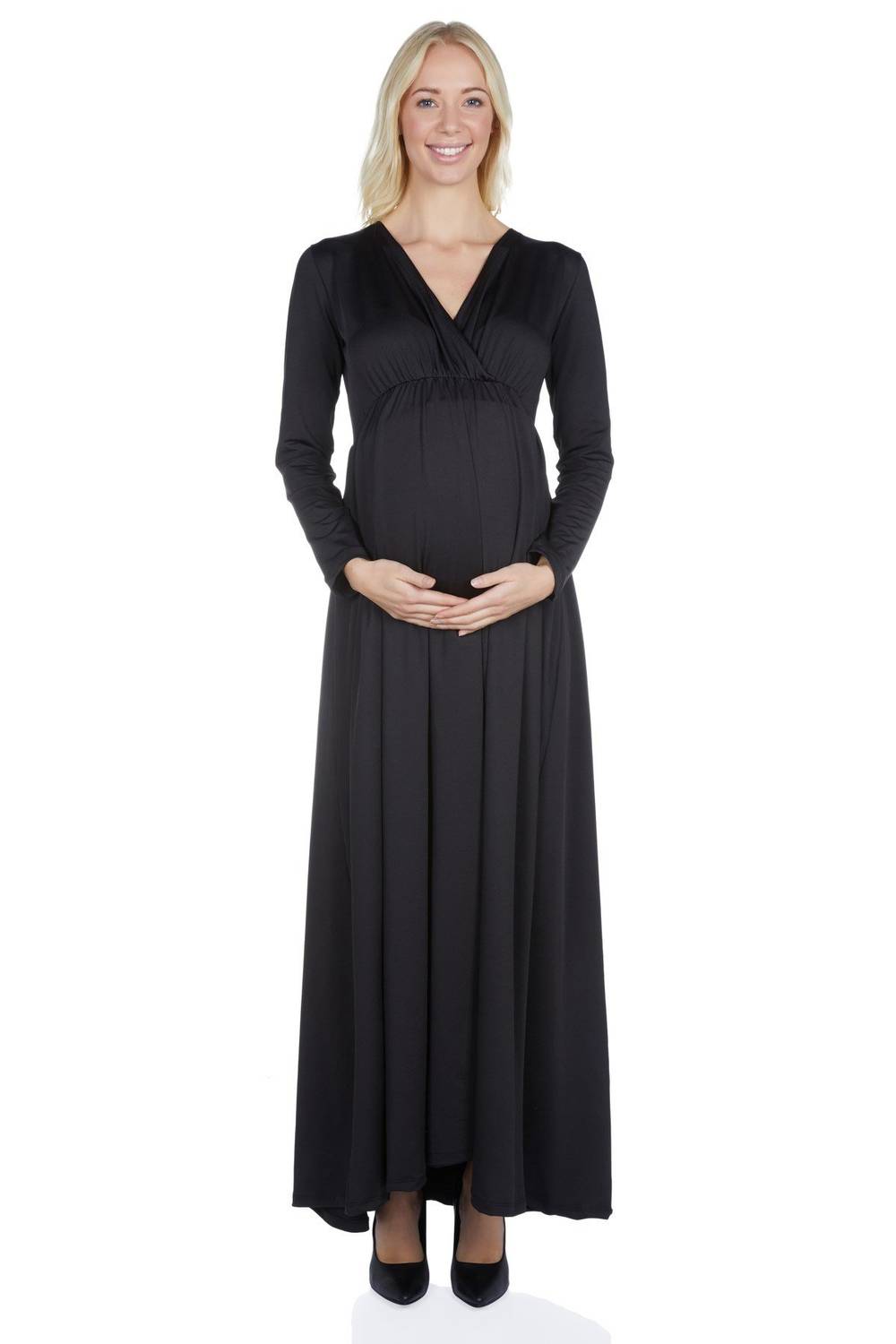 LuvmaBelly 5210 Her Pleated Long Maternity Evening Dress