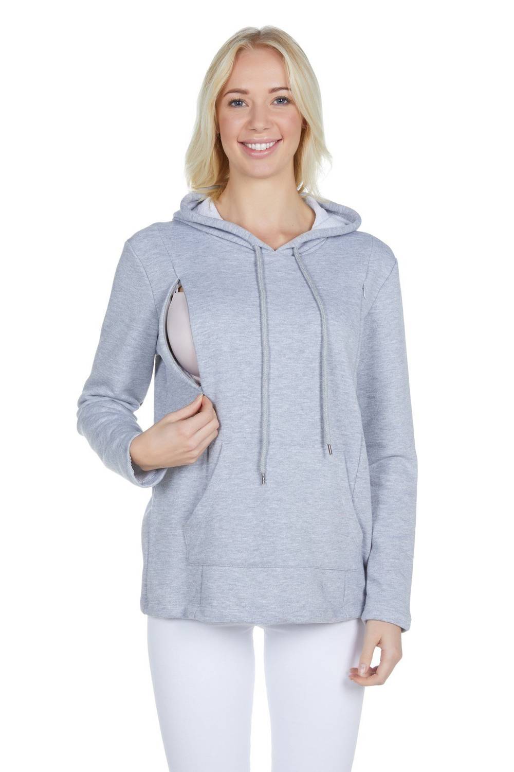 LuvmaBelly 4506 سويت شيرت قطن للرضاعة الطبيعية مع سحاب جانبي