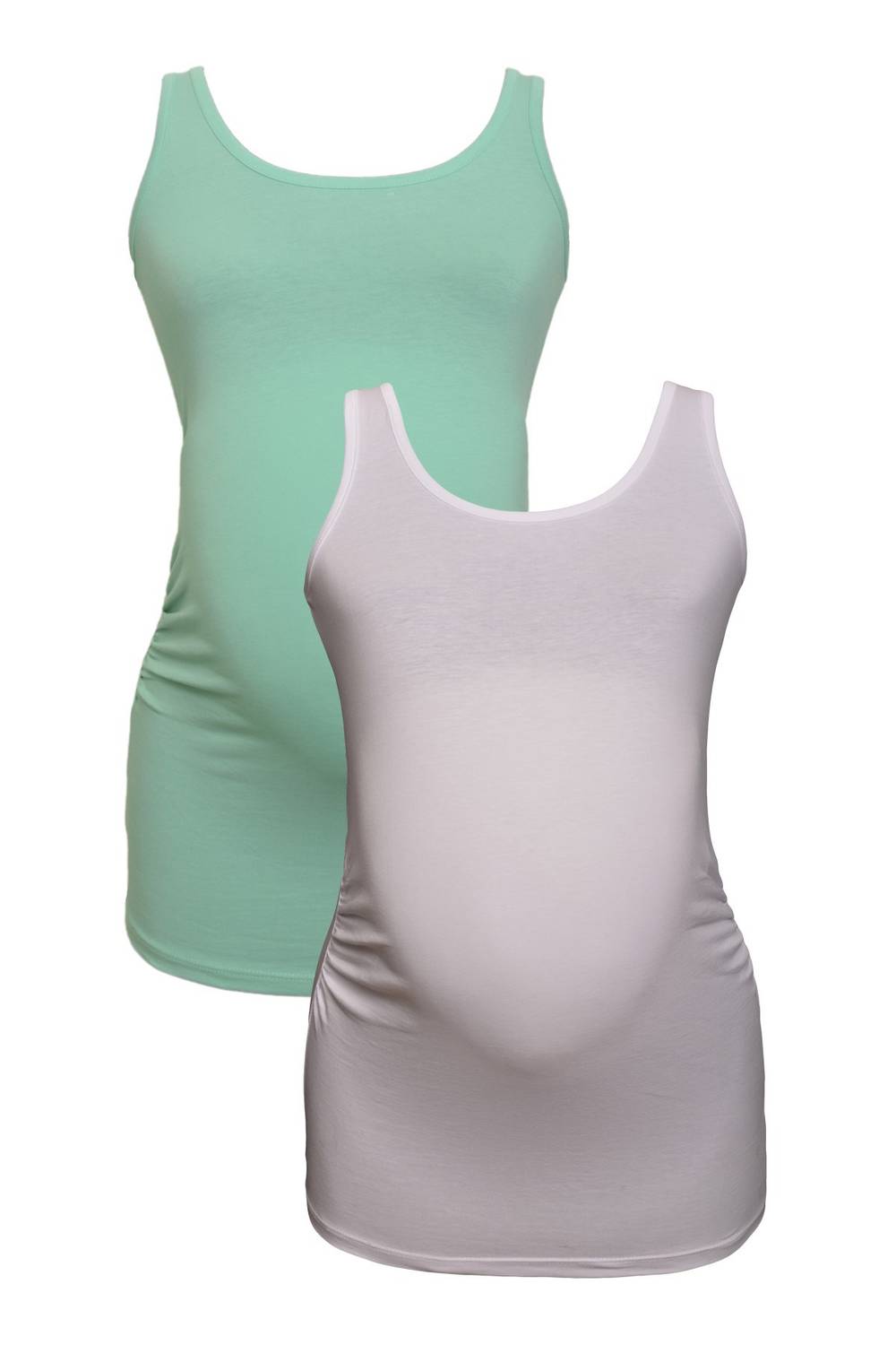 Комплект майок для вагітних LuvmaBelly MYRA1009_1005 з 98% бавовни і 2% еластану, білий та м'ятний, розміри S, M, L, XL