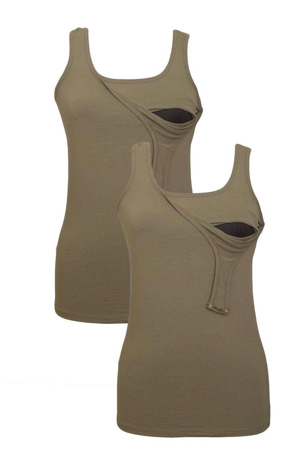 Комплект для кормления LuvmaBelly MYRA1506, 98% хлопок, 2 топа, цвет Хаки, размеры S, M, L, XL