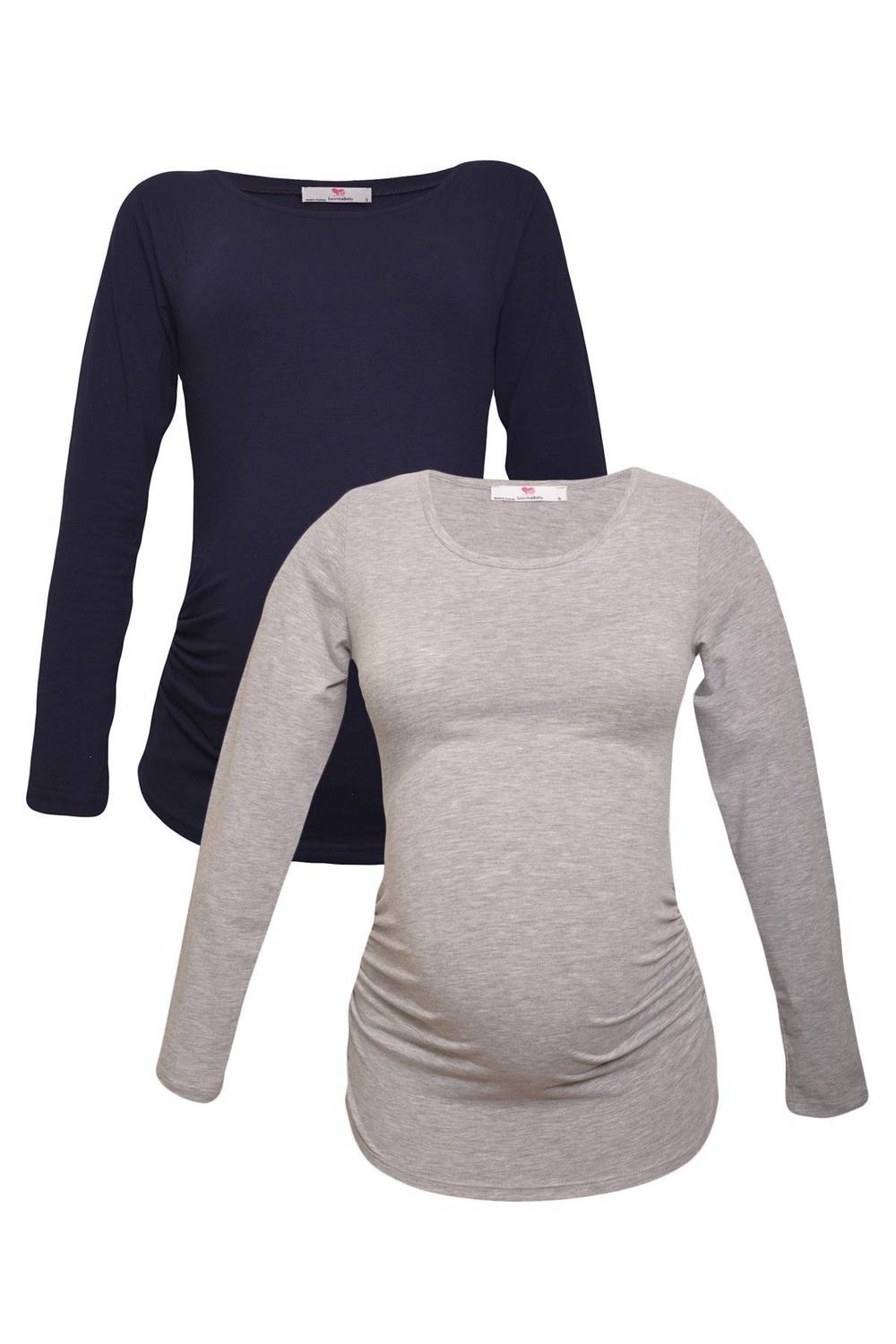 Комплект футболок для вагітних LuvmaBelly MYRA2302_2304, 98% бавовна, 2% еластан, 2 футболки, кольори: темно-синій і сірий