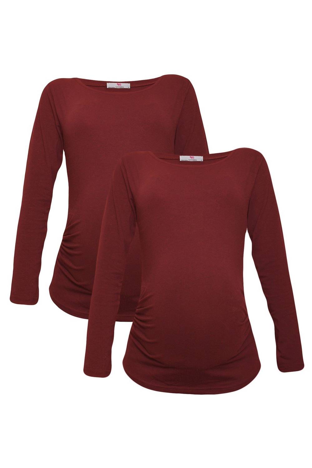 Набор футболок для беременных LuvmaBelly MYRA2303_2303 из 98% хлопка и 2% эластана, 2 штуки, цвет: бордо и бордо, размеры: S, M, L, XL