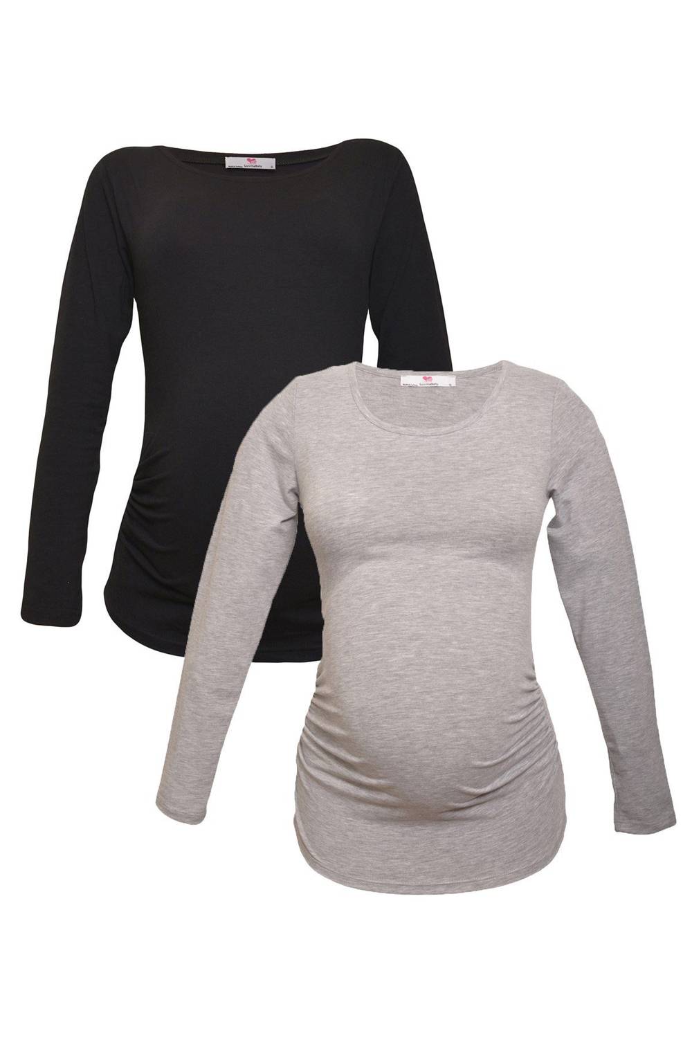 Комплект футболок для вагітних LuvmaBelly MYRA2301_2304 з 98% бавовни, 2 кольори: чорний та сірий, розміри S, M, L, XL