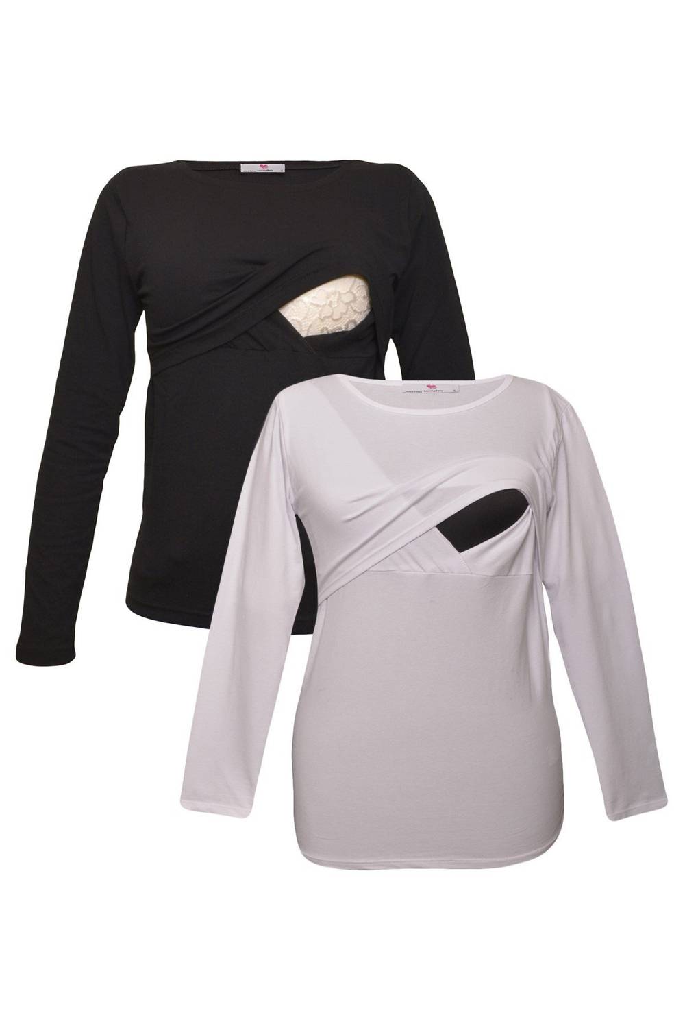 Набор футболок для кормления LuvmaBelly MYRA2701_2708, 98% хлопок, 2% эластан, 2 шт, черный и белый, размеры S, M, L, XL