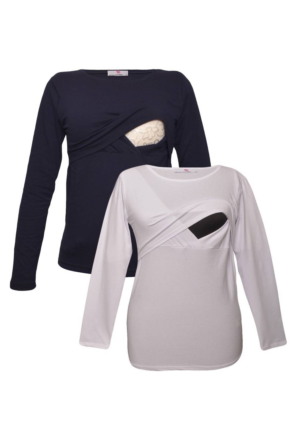 Комплект футболок для годування LuvmaBelly MYRA2702_2708, 98% бавовни, 2% еластан, кольори: темно-синій та білий, різні розміри S, M, L, XL