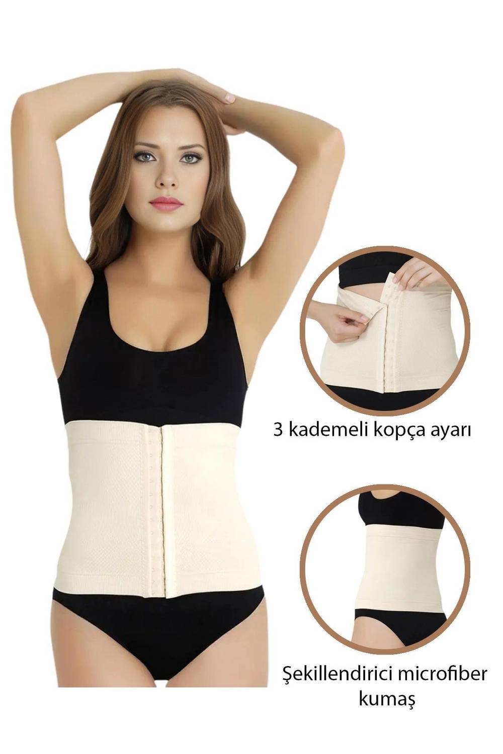 Luvmabelly MYRA9828 Postpartum Shaping Corse with Agraf - Compression for Abdomen and Hips, Antibacterial, Comfortable Daily Wear, Beige