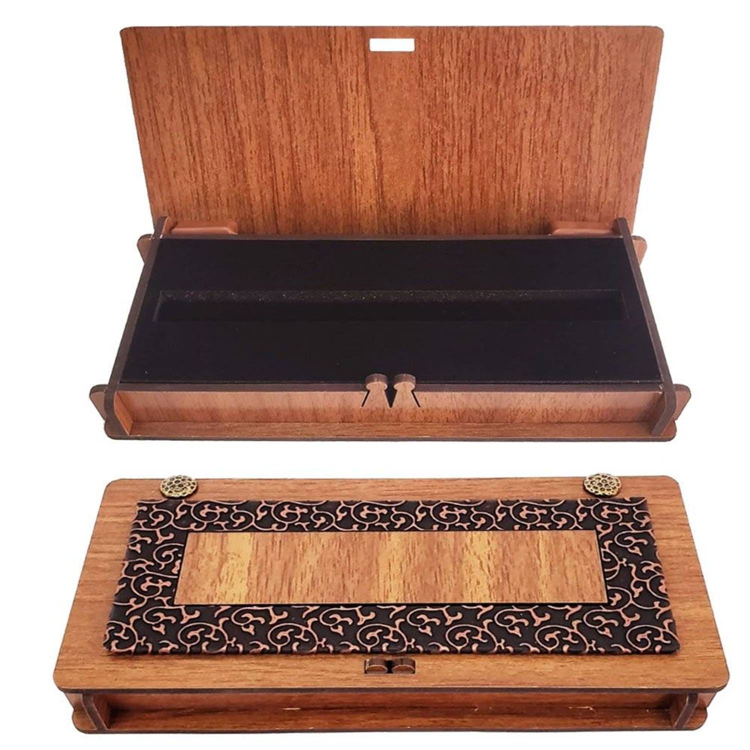 علبة أقلام خشبية بتصميم جلدي مع إسفنج، هدية مثالية مع إمكانية تخصيص الاسم، تصميم أنيق وخامة عالية الجودة