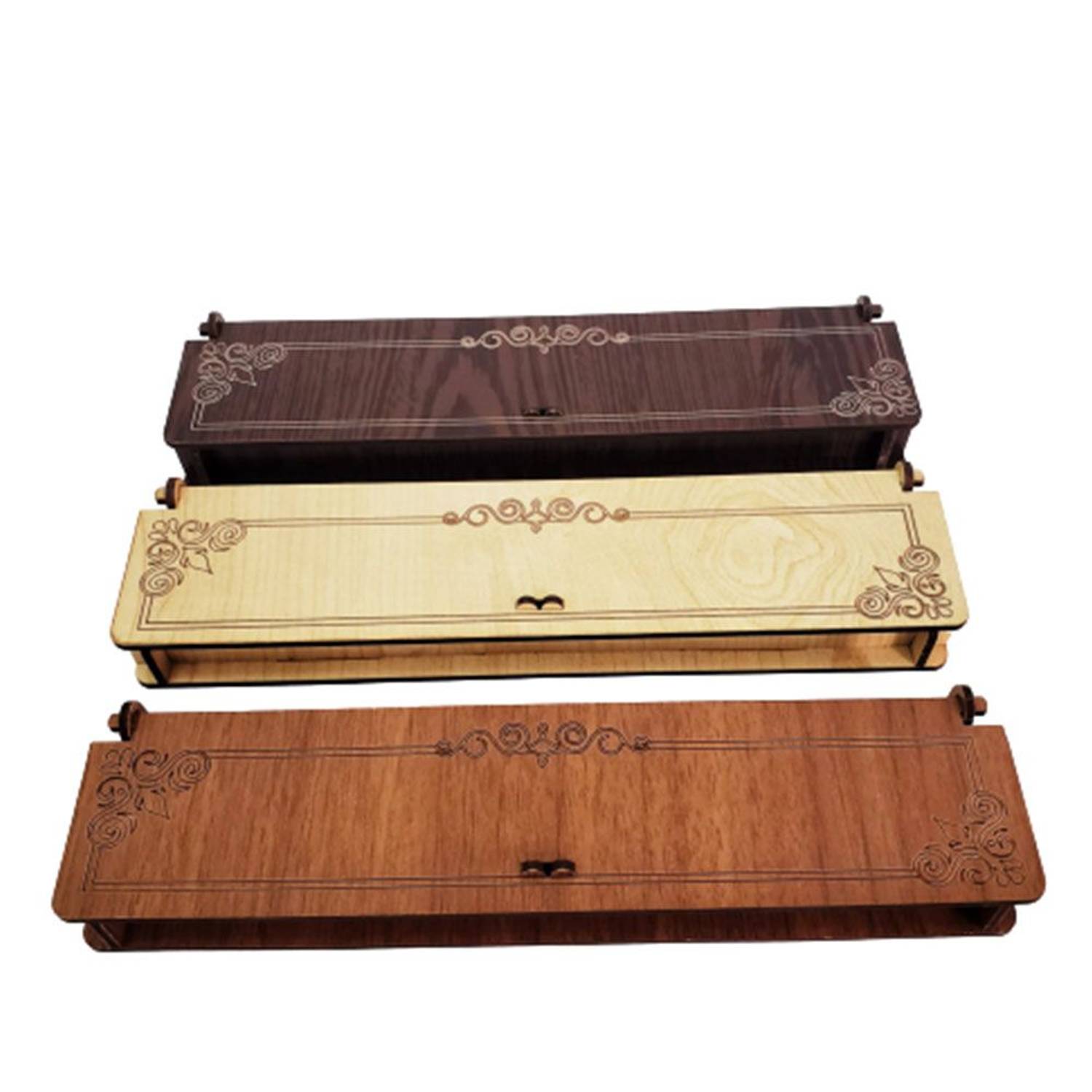 صندوق تسبيح خشبي مصنوع بالكامل من الخشب مع قاعدة مبطنة، 24 سم × 6 سم × 2 سم، يأتي بألوان متنوعة ومغلف بعناية