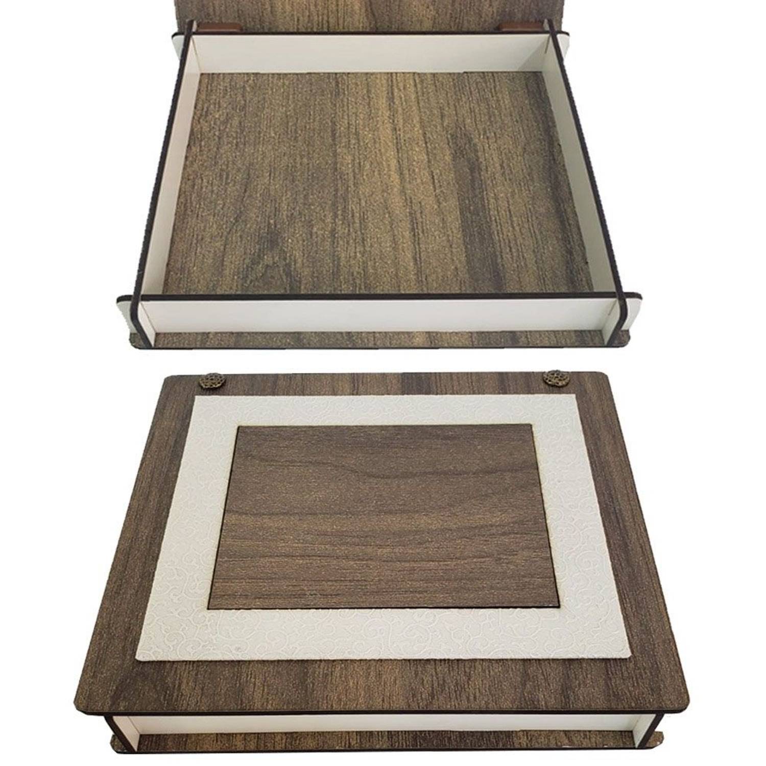 صندوق خشبي مغطى بالجلد، قابل للتخصيص، بتصميم أنيق، مصنوع من خشب عالي الجودة، قياس 18 سم × 17 سم × 3 سم