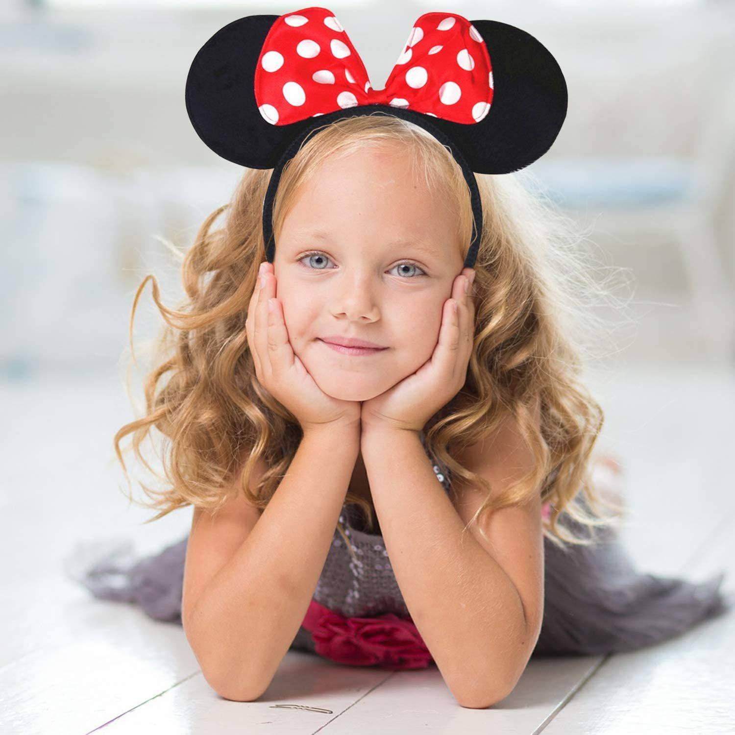 Головной убор Minnie Mouse для детей с вельветовым покрытием и ушками из флиса, идеален для карнавала или тематической вечеринки
