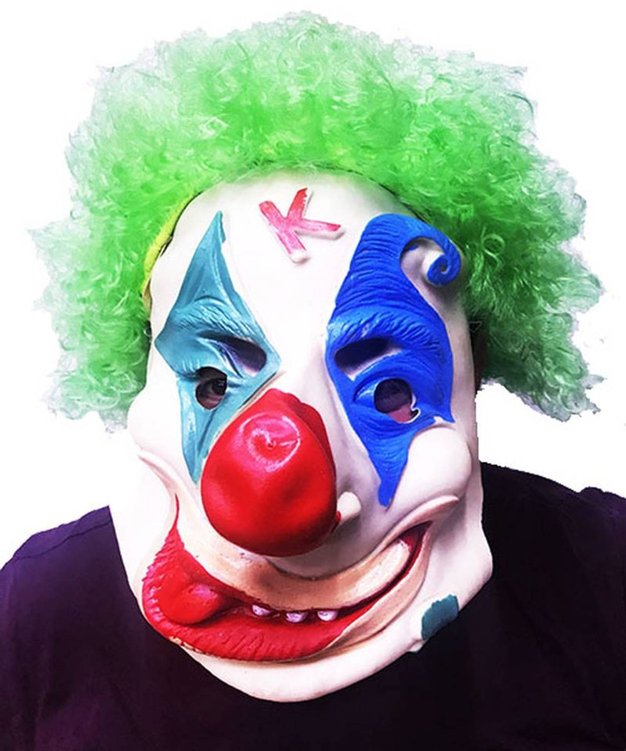 قناع لاتكس باللون الأخضر مع باروكة أفرو للاحتفالات والأحزاب مصمم بشكل واقعي لخلق أجواء مرعبة والمناسب للبالغين