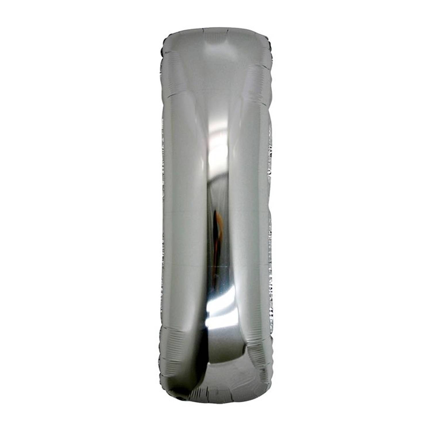 بالون فويل حرف I باللون الفضي 40 بوصة، يمكن نفخه يدويًا أو بالهيليوم، ارتفاع 90 سم، عرض 60 سم