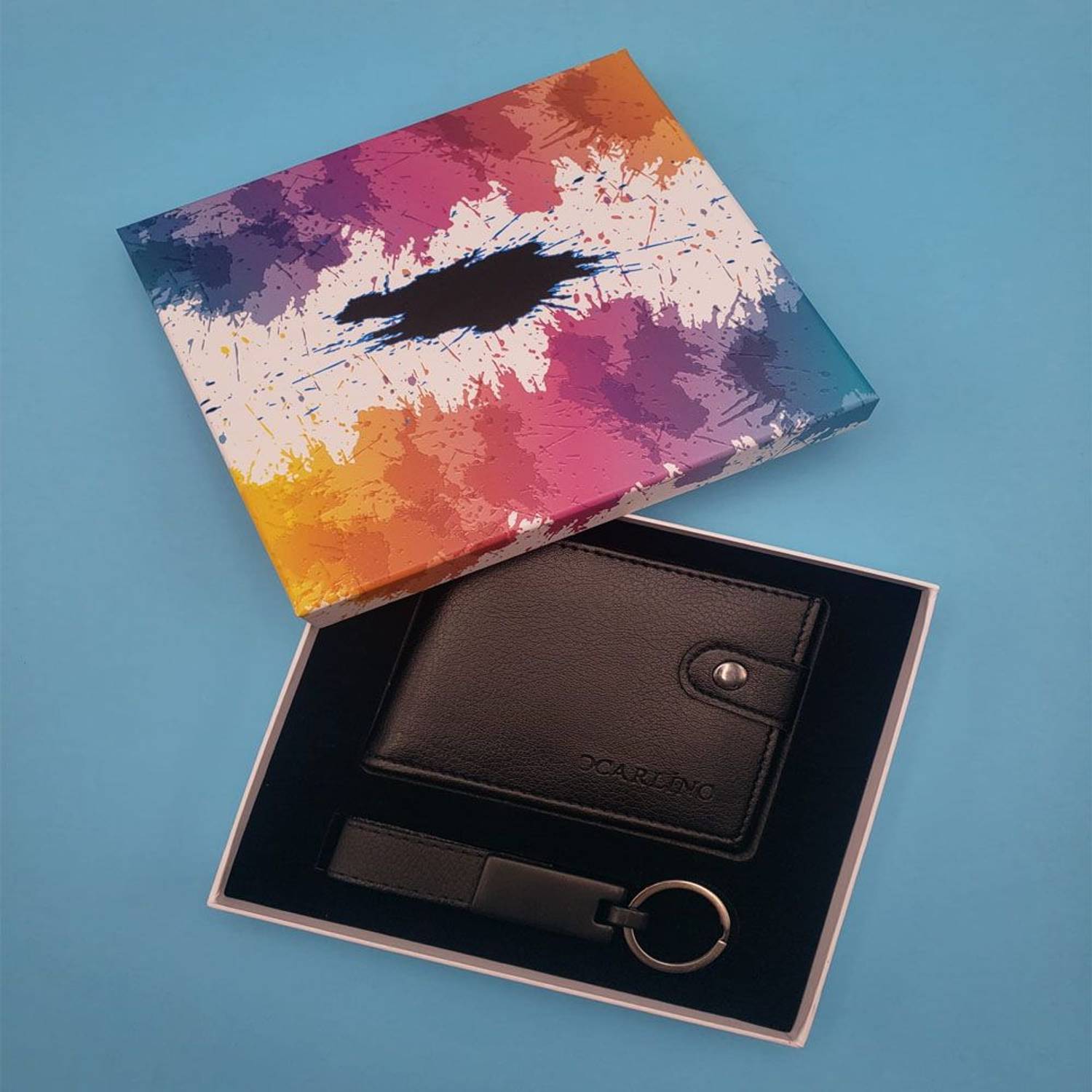 محفظة مفاتيح جلدية تحتوي على 6 بطاقات و2 مكان صور ومخزن للعملات المعدنية والمزيد بتصميم أنيق وعصري