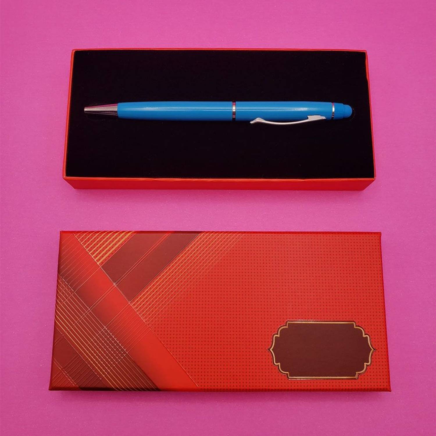 قلم معدني تركوازي مع ملمس لمسات يعمل على جميع الأجهزة الشخصية خيار هدية مميز قابل للتخصيص