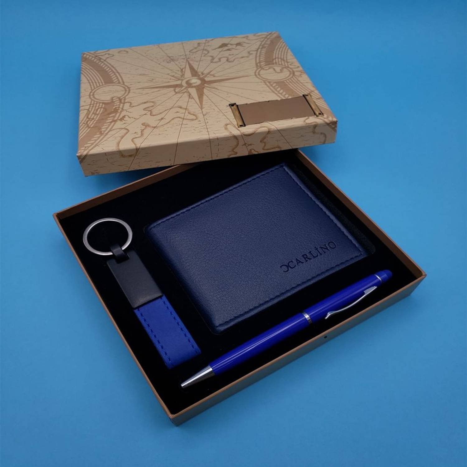 مفتاح قلم وحقيبة جلدية بتصميم أنيق وميزات متعددة تشمل قلم لمسي ومكان لستة بطاقات وصور متعددة