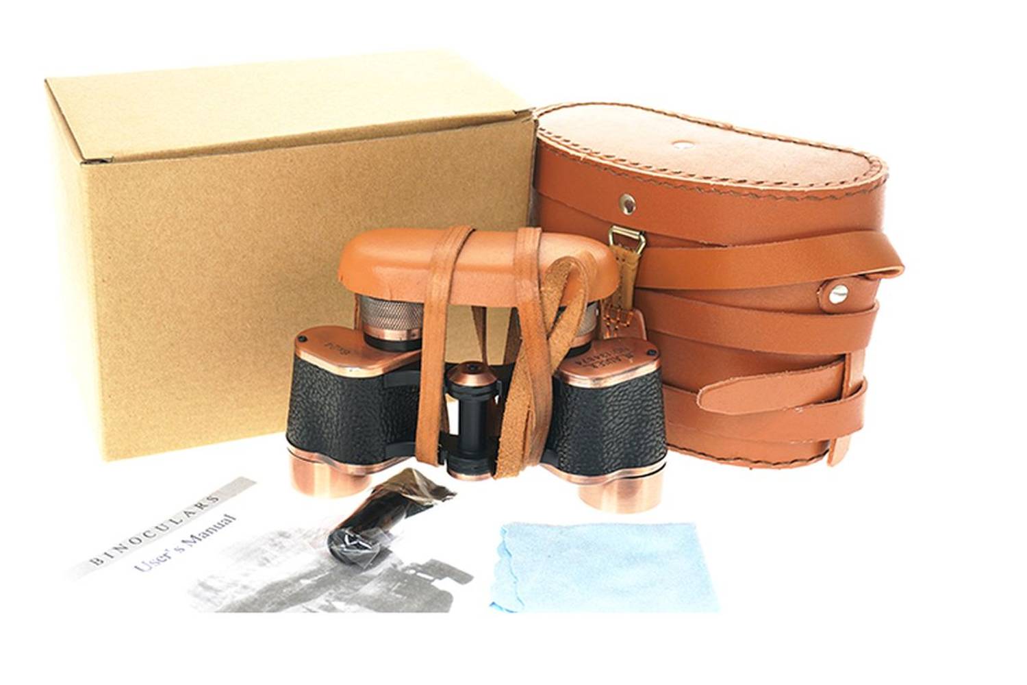 Бинокль Baigish 6x24 с оригинальным кожаным чехлом, бронзовым покрытием, водонепроницаемый, российское производство, увеличение 6x, поле зрения 86 м на 1000 м