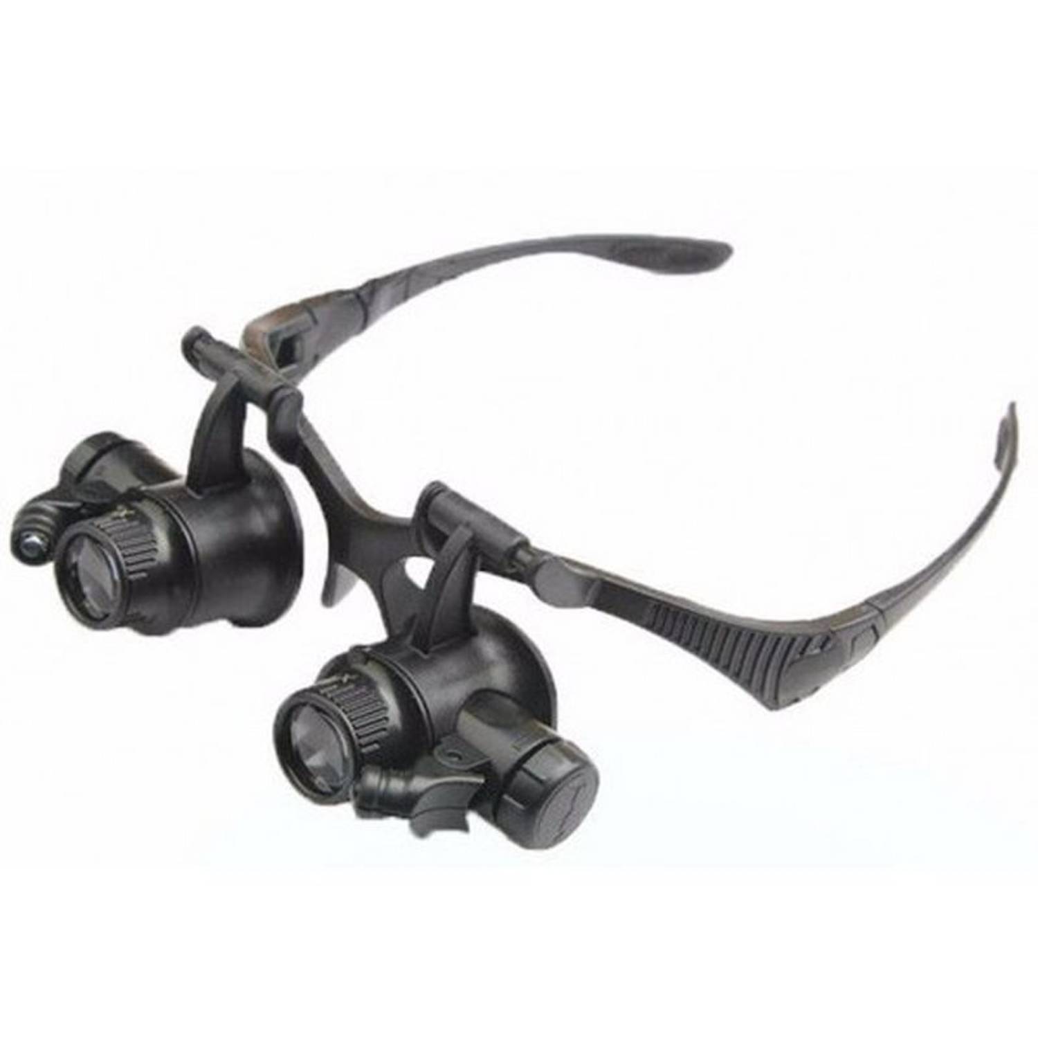 Модель очков лупа 10x 15x 20x 25x с подсветкой, пластиковая, складной размер 14x10x5.5 см, идеальна для ювелирного ремонта