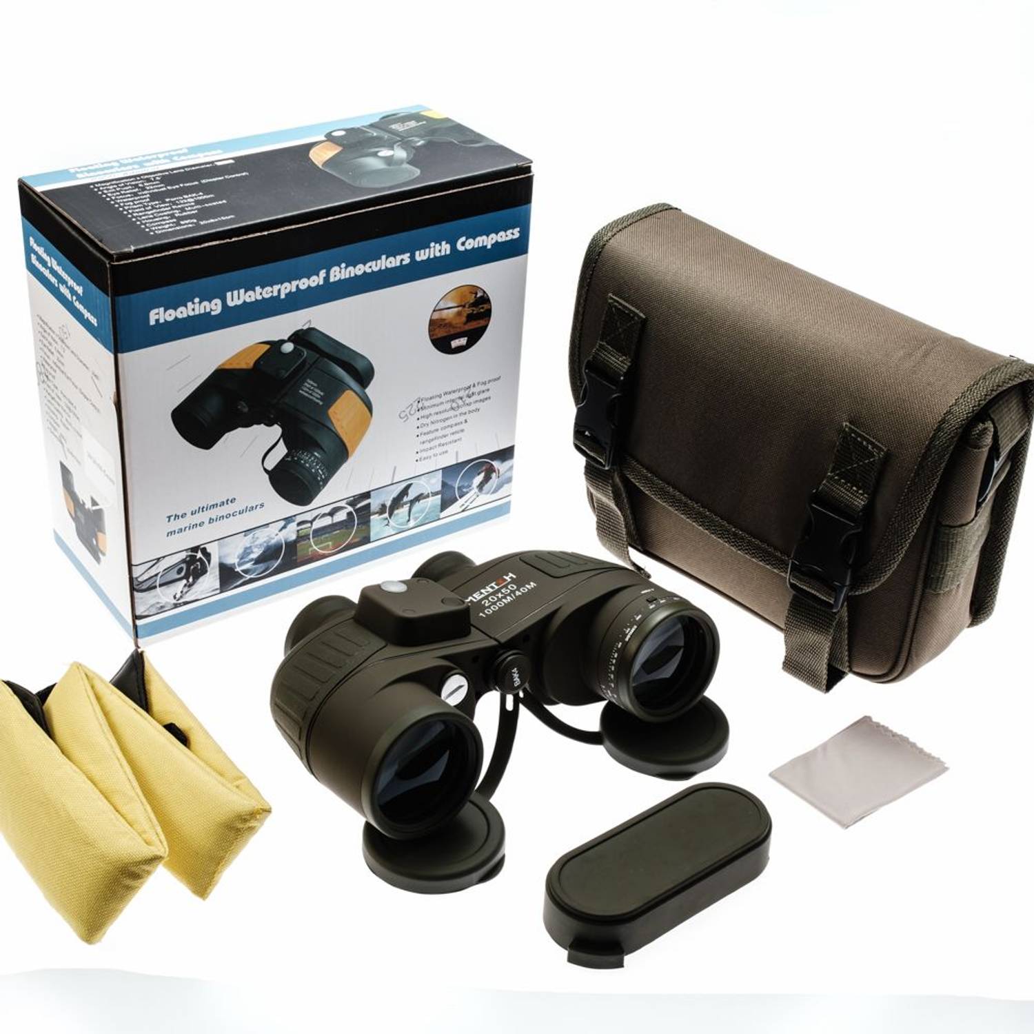 Профессиональный бинокль Mentch 20x50 с автоматической фокусировкой, водоотталкивающий, для наблюдений на 40м/1000м, с подсветкой и компасом