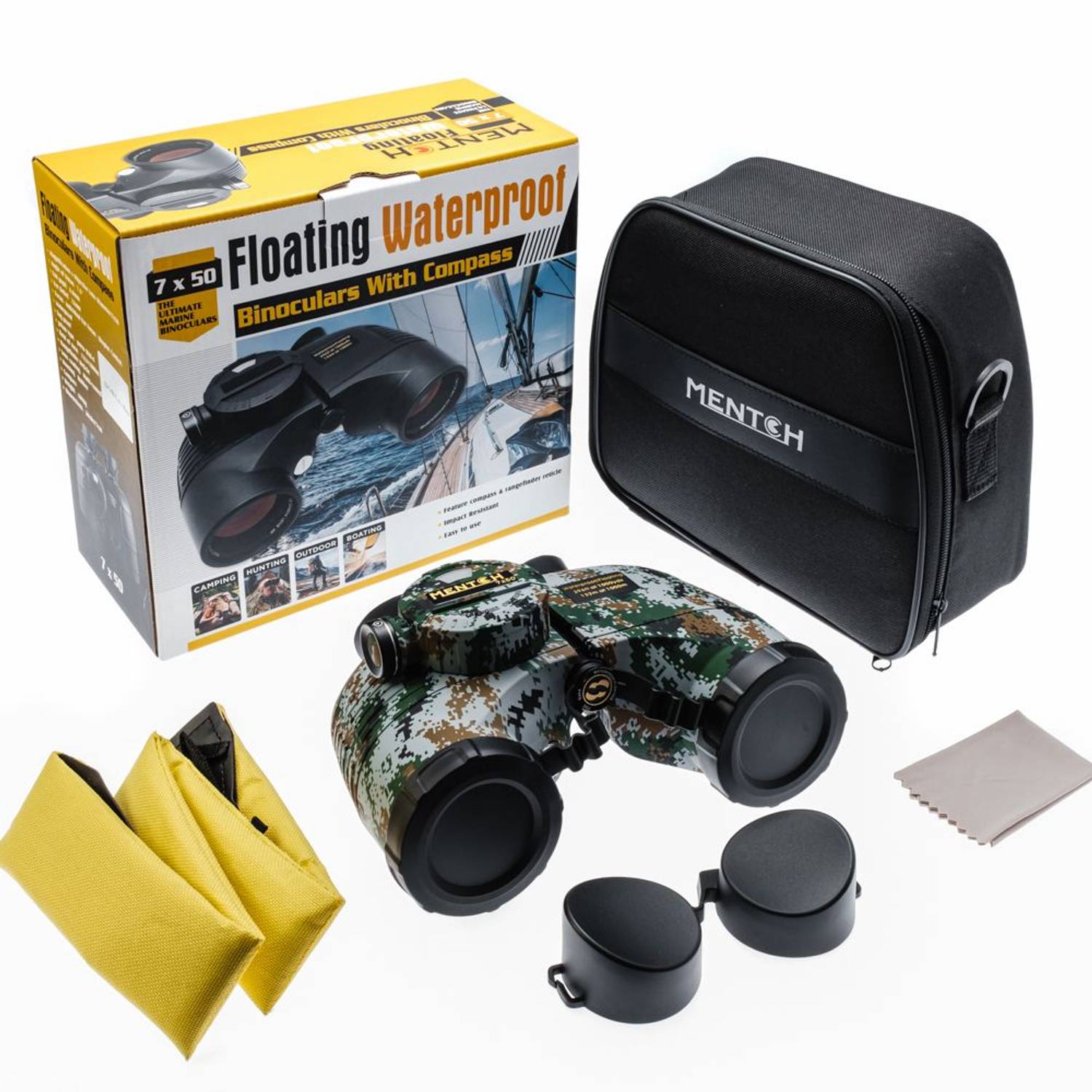 Професійний військовий бінокль Mentch 7x50, водонепроникний, 132м/1000м, з компасом, підходить для спостереження за природою та морських пригод